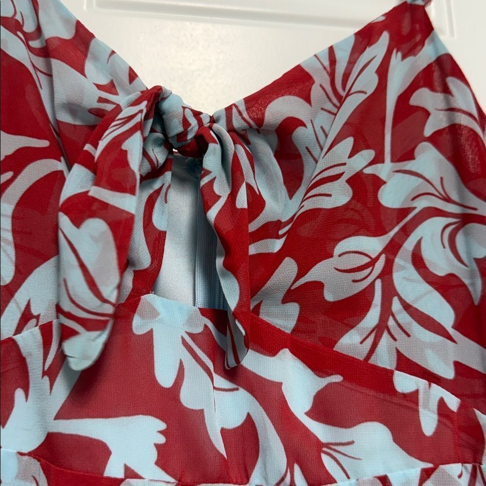 Lulu's Red and Blue Cocktail Dress - Size Small - Worn Once - Tie Front Zip Back - Picture 4 of 7